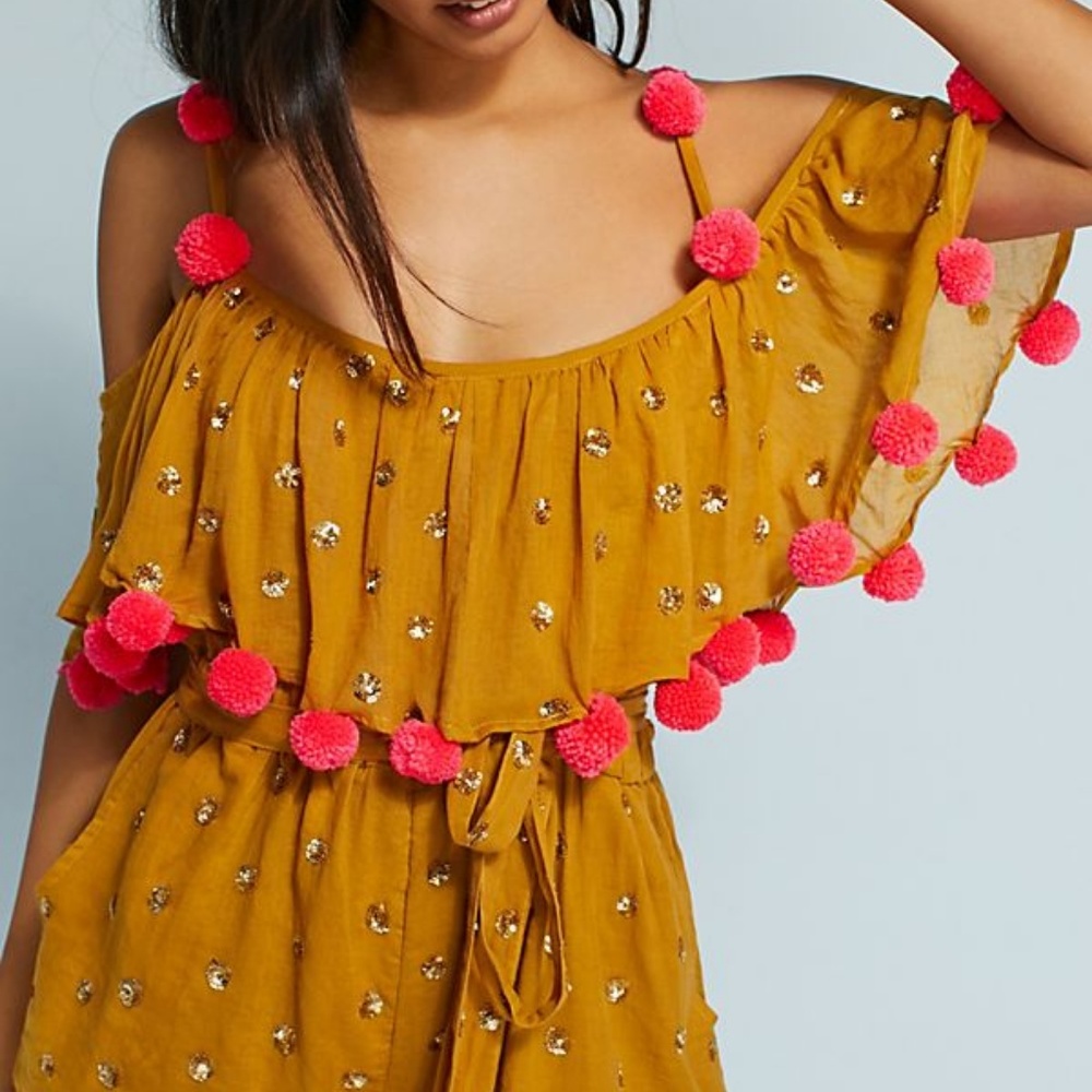 SOFIA POMMED ROMPER ANTHROPOLOGIE XS/S RARE NWT